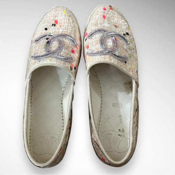 CHANEL Women's Tweed Multi-Color Espadrilles Size 7.5 (38) | EUC - Picture 1 of 9